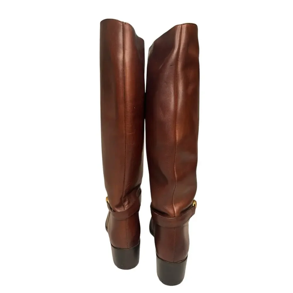 Gucci Knee High Horsebit buckle boots Brown with Block Heel size 36 Narrow